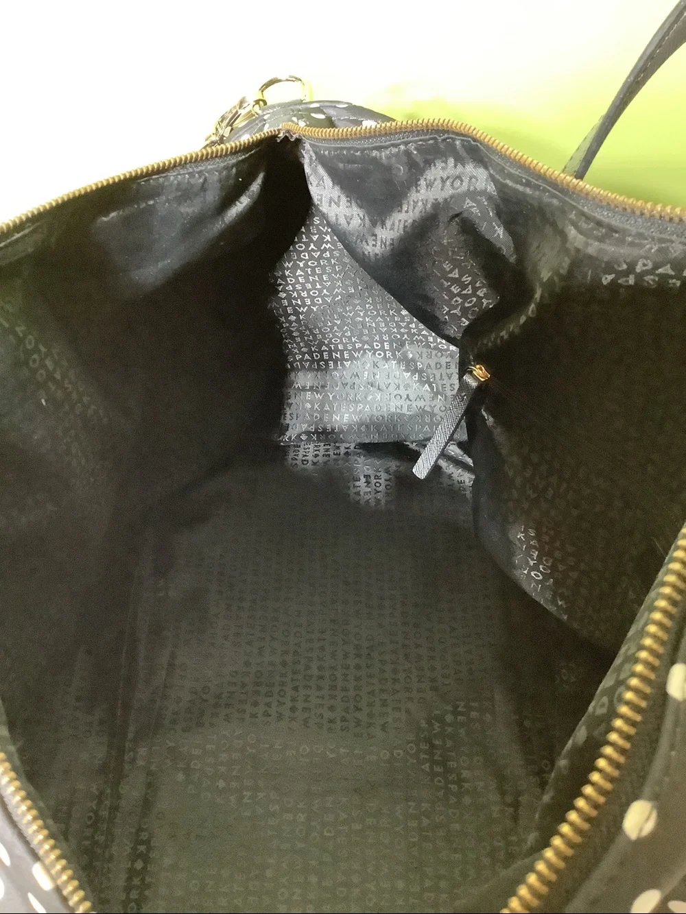 Kate Spade NY nylon black with white polka dots travel/weekender/duffle bag